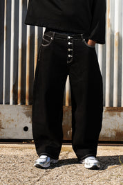 Bigall Denim “NEW MONEY” Back Logo Black Raw