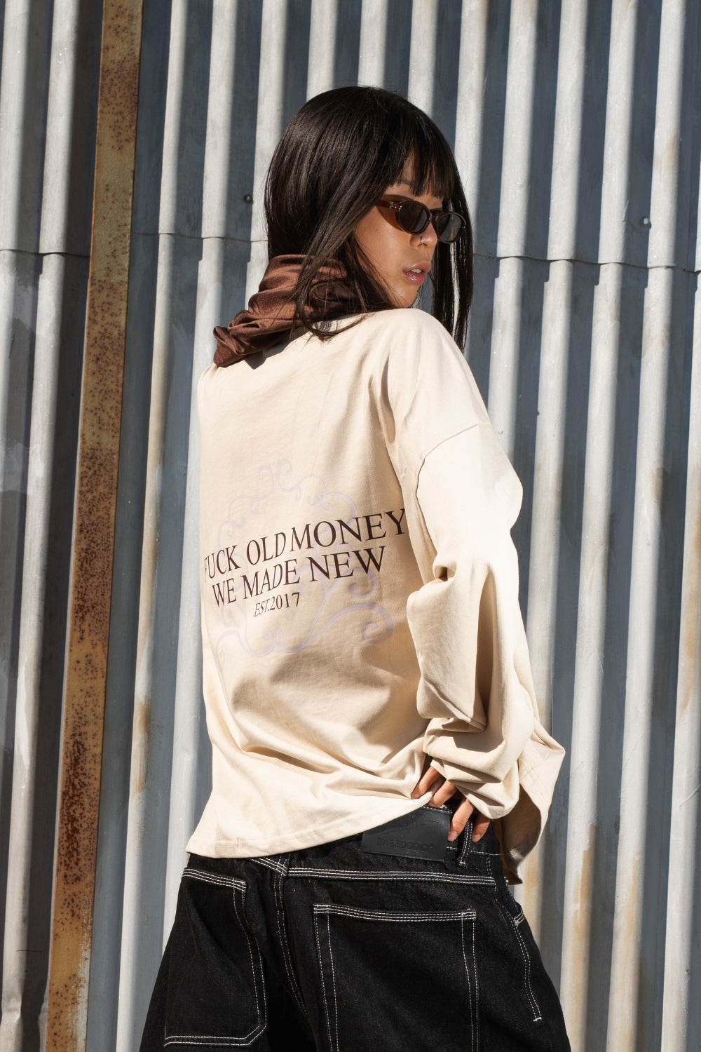 Polo Longsleeve "NEW MONEY” FCK Beige