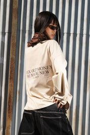 Polo Longsleeve "NEW MONEY” FCK Beige