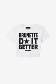 Baby Tee "SANTA" Brunette White