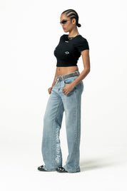 Baby Tee "SANTA" Hearts Black