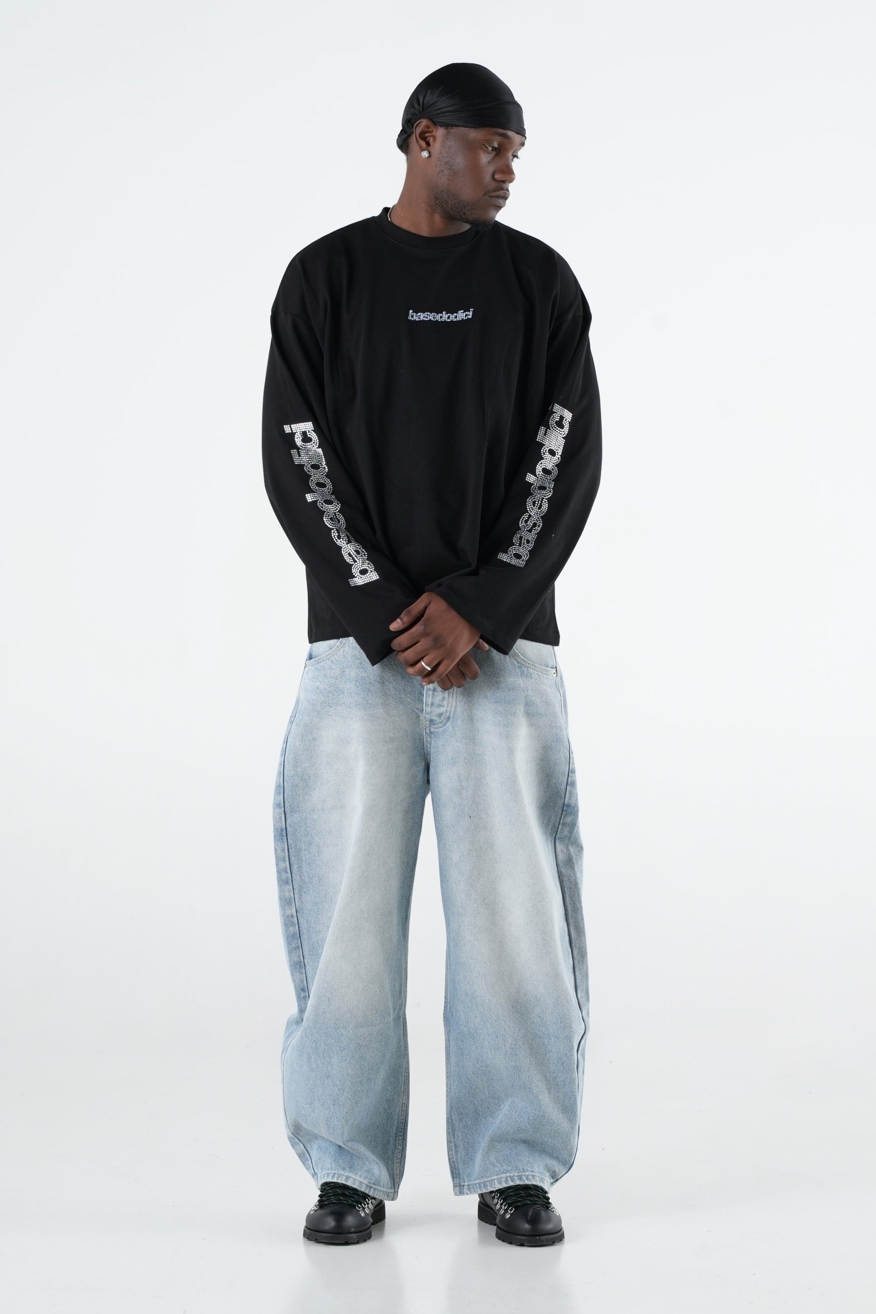 Longsleeve "VALENTINE" FrontLogos Strass/Black