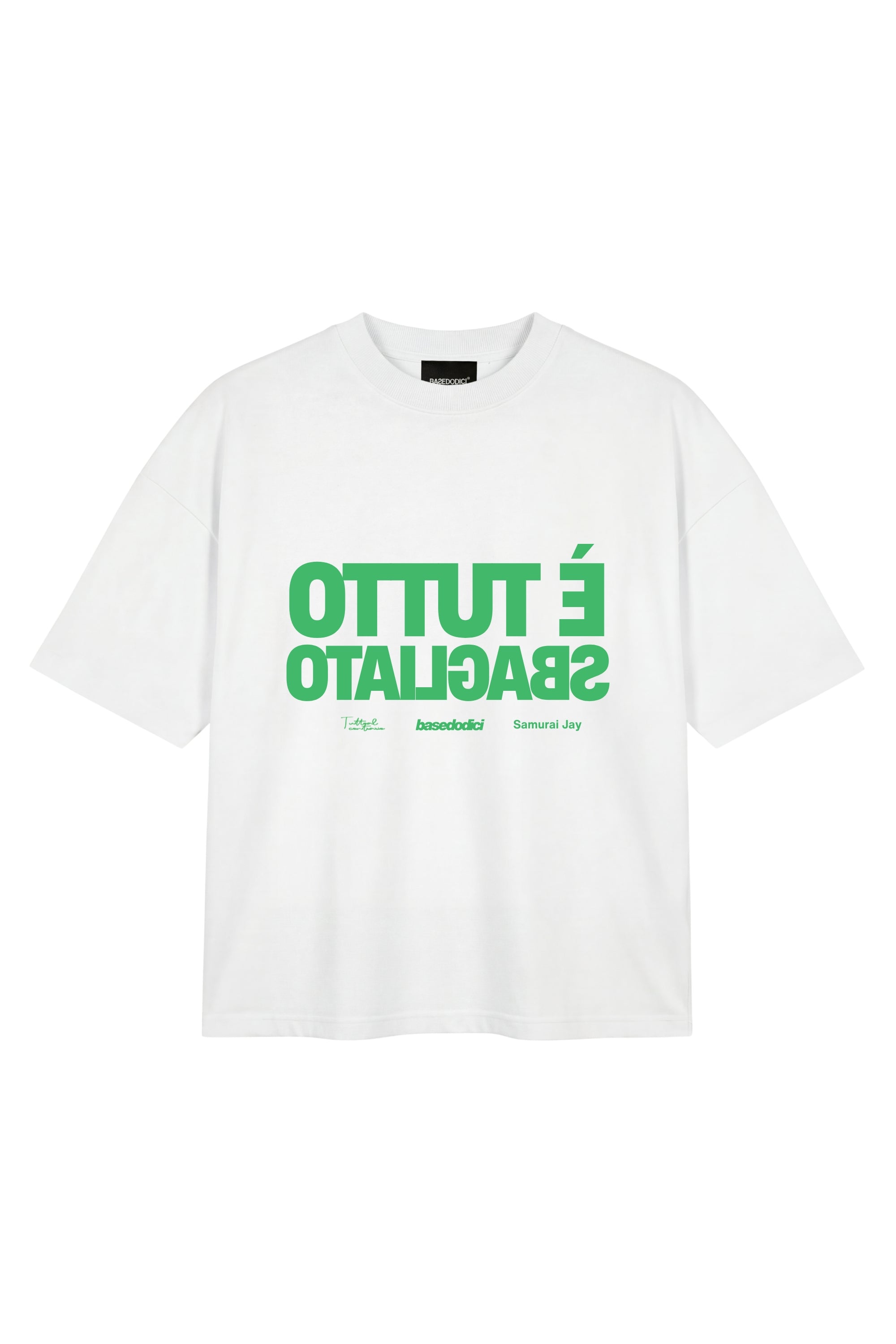 T-Shirt "SAMURAIJAYxBASEDODICI" TuttoSbagliato White/Green