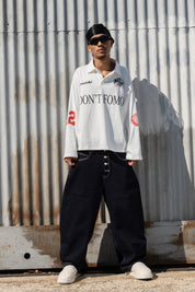 Polo Longsleeve "NEW MONEY" Don’t Fomo White