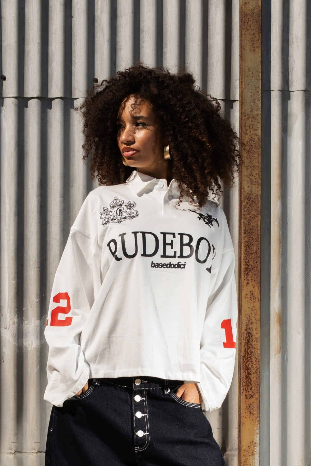 Polo Longsleeve "RUDEBOY LDN" 12 White
