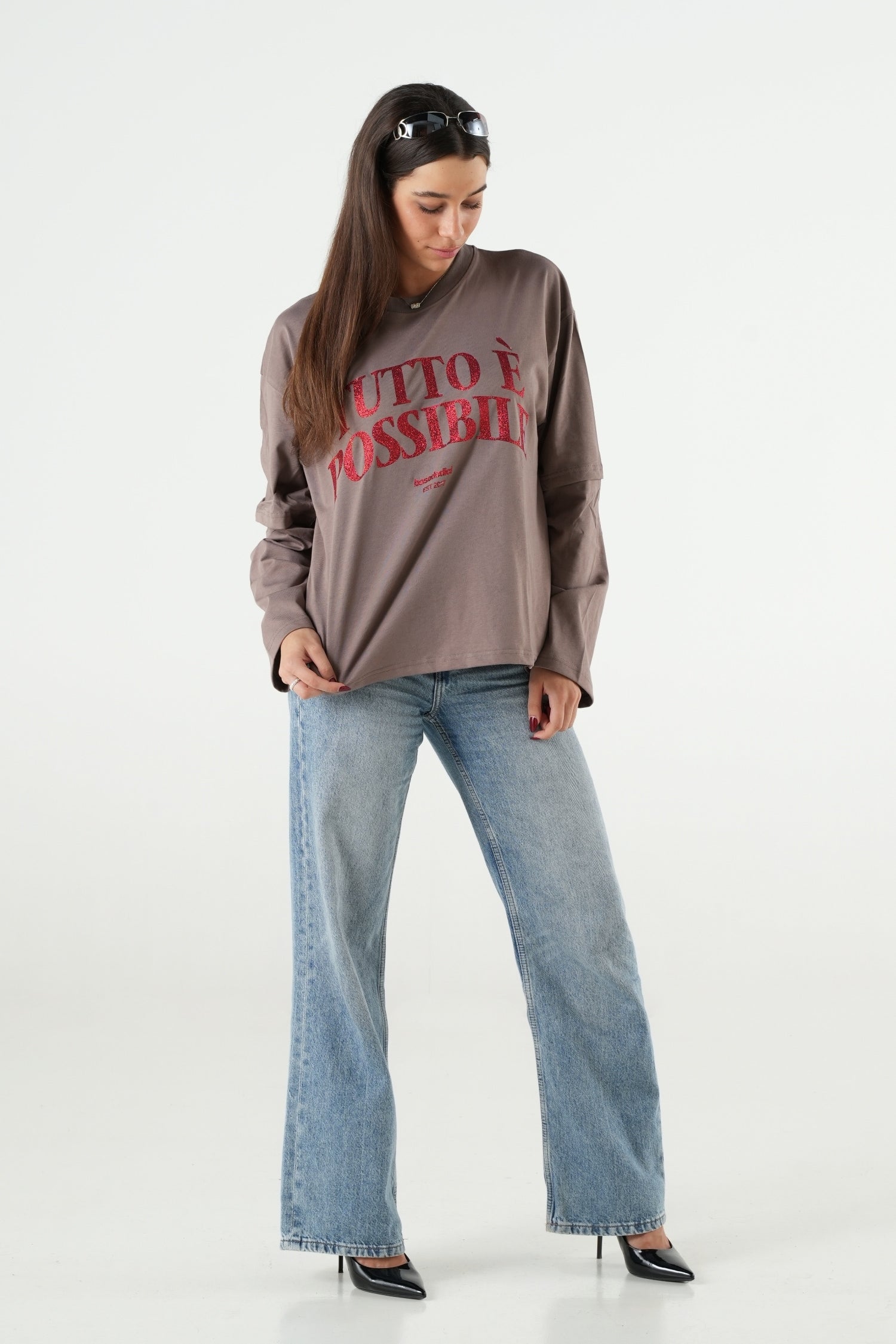 Longsleeve "B12LAB" TuttoèPossibile Grey/RedGlitter