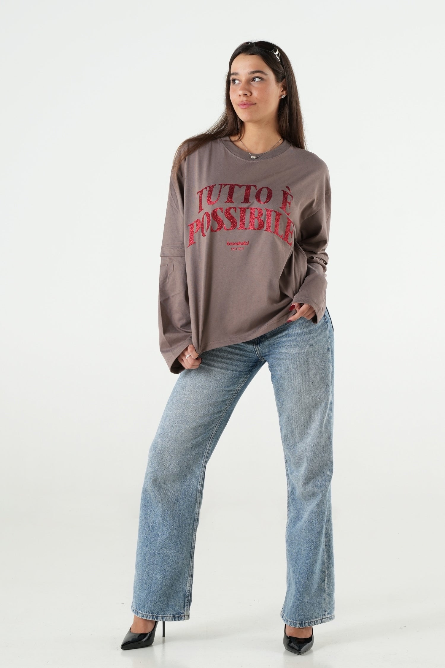 Longsleeve "B12LAB" TuttoèPossibile Grey/RedGlitter