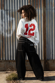 Polo Longsleeve "NEW MONEY" Don’t Fomo White