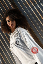 Polo Longsleeve "NEW MONEY" Don’t Fomo White