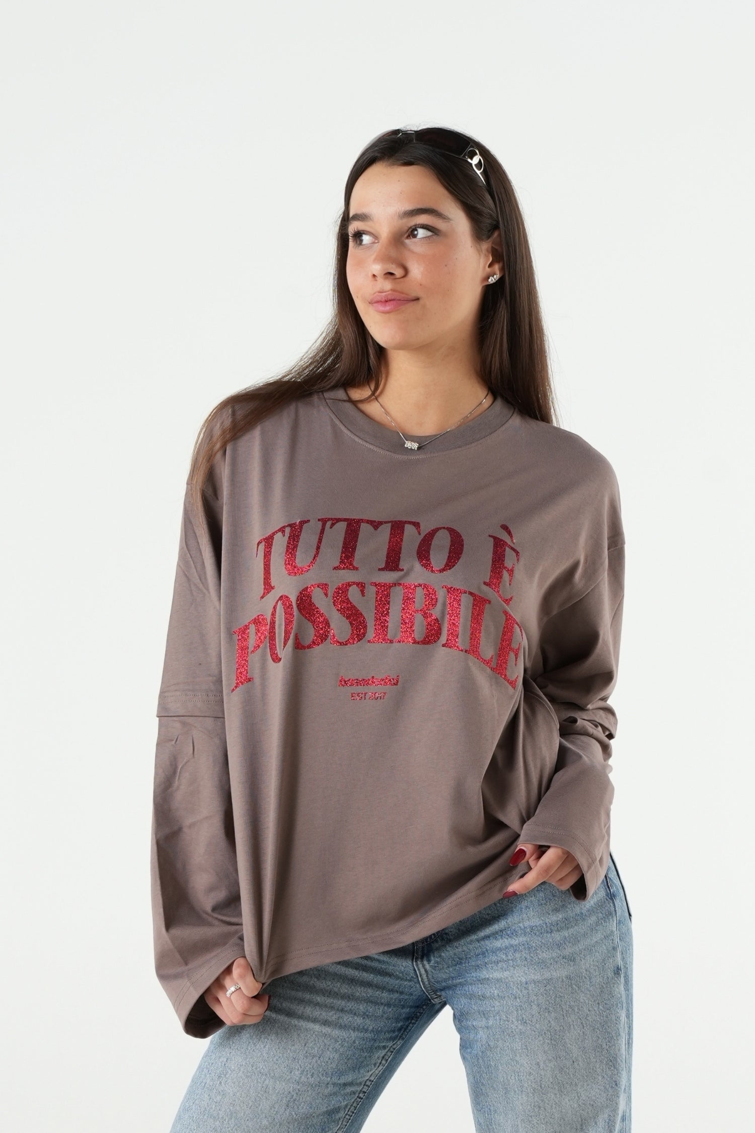 Longsleeve "B12LAB" TuttoèPossibile Grey/RedGlitter