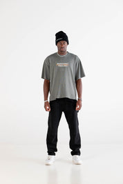 T-Shirt Boxy “THECLINOxBASEDODICI” Logos Stone Washed