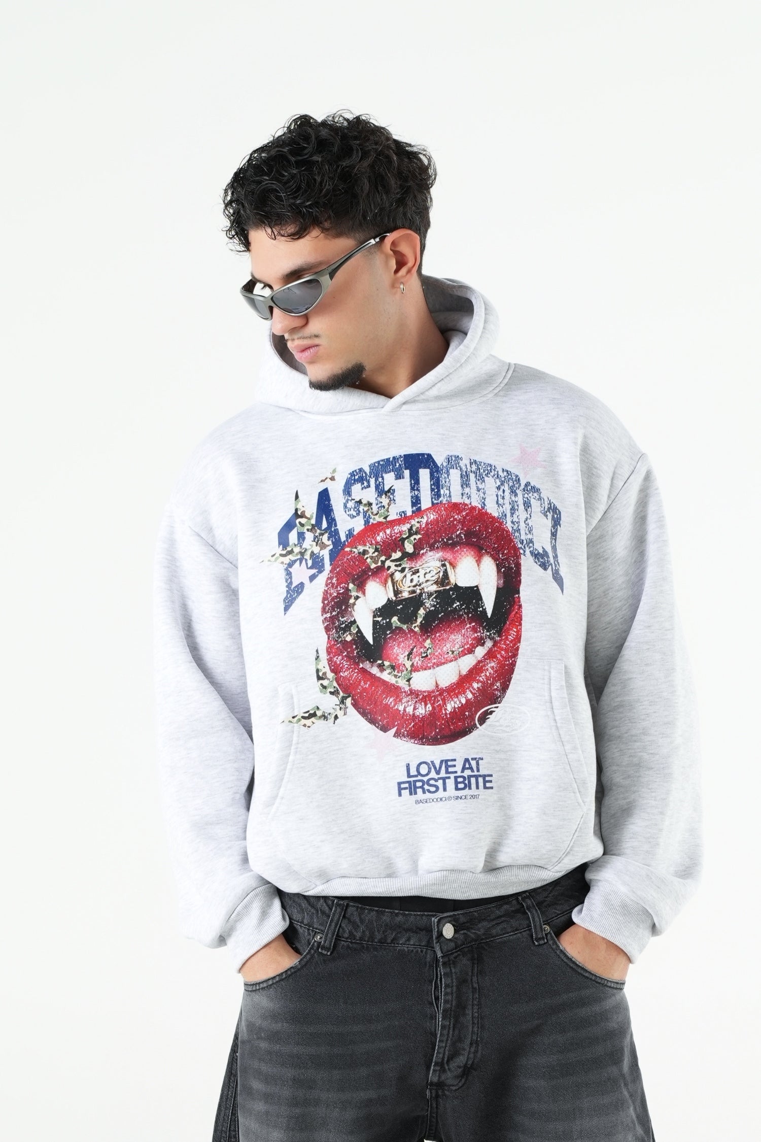Hoodie "B12LAB" LoveBite AshGrey