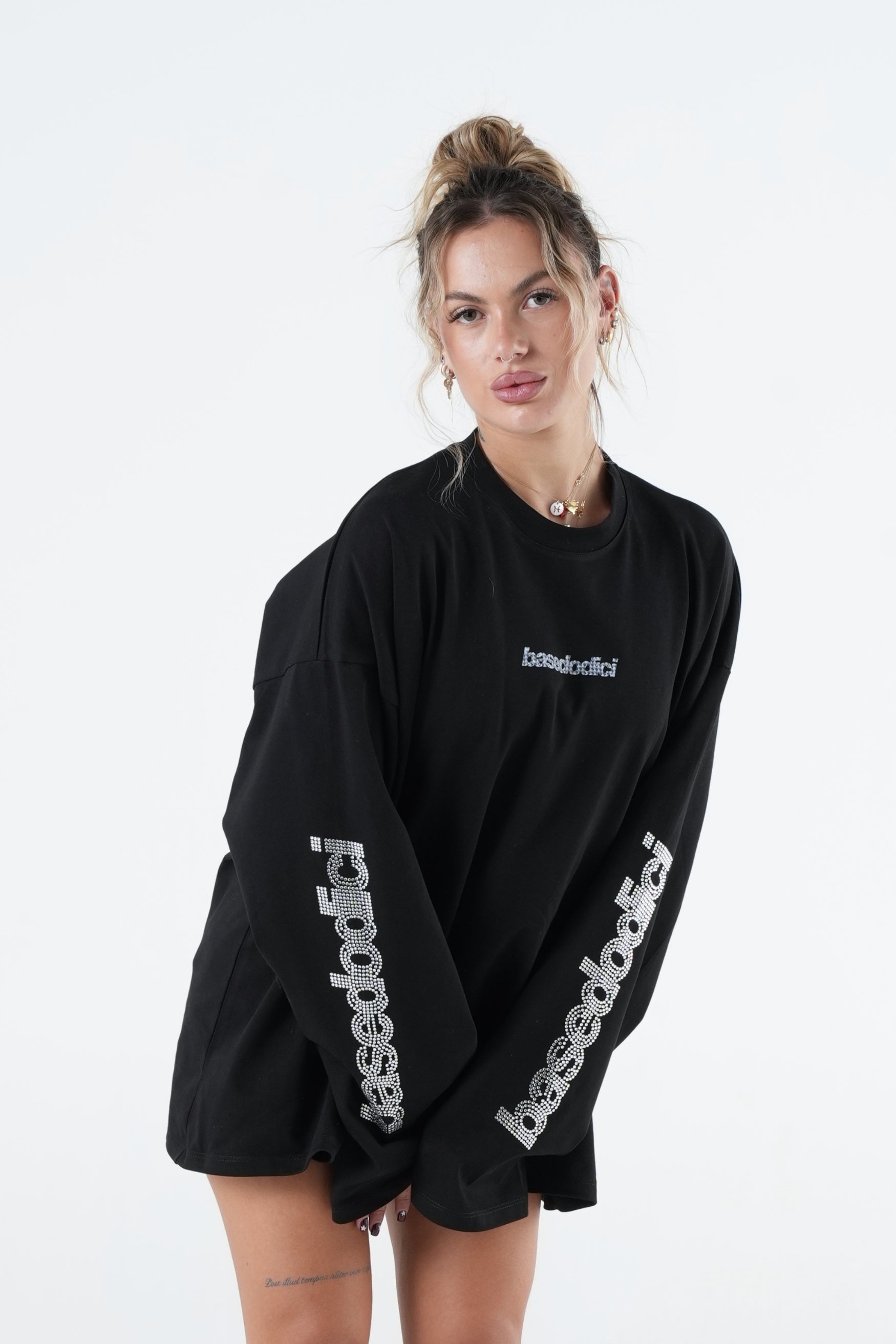 Longsleeve "VALENTINE" FrontLogos Strass/Black