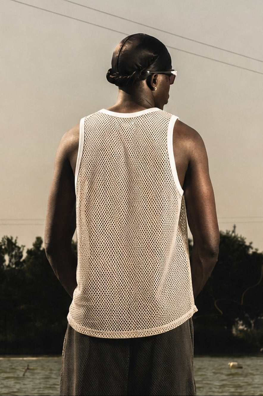Tank Mesh "RIVIERA" Logo White