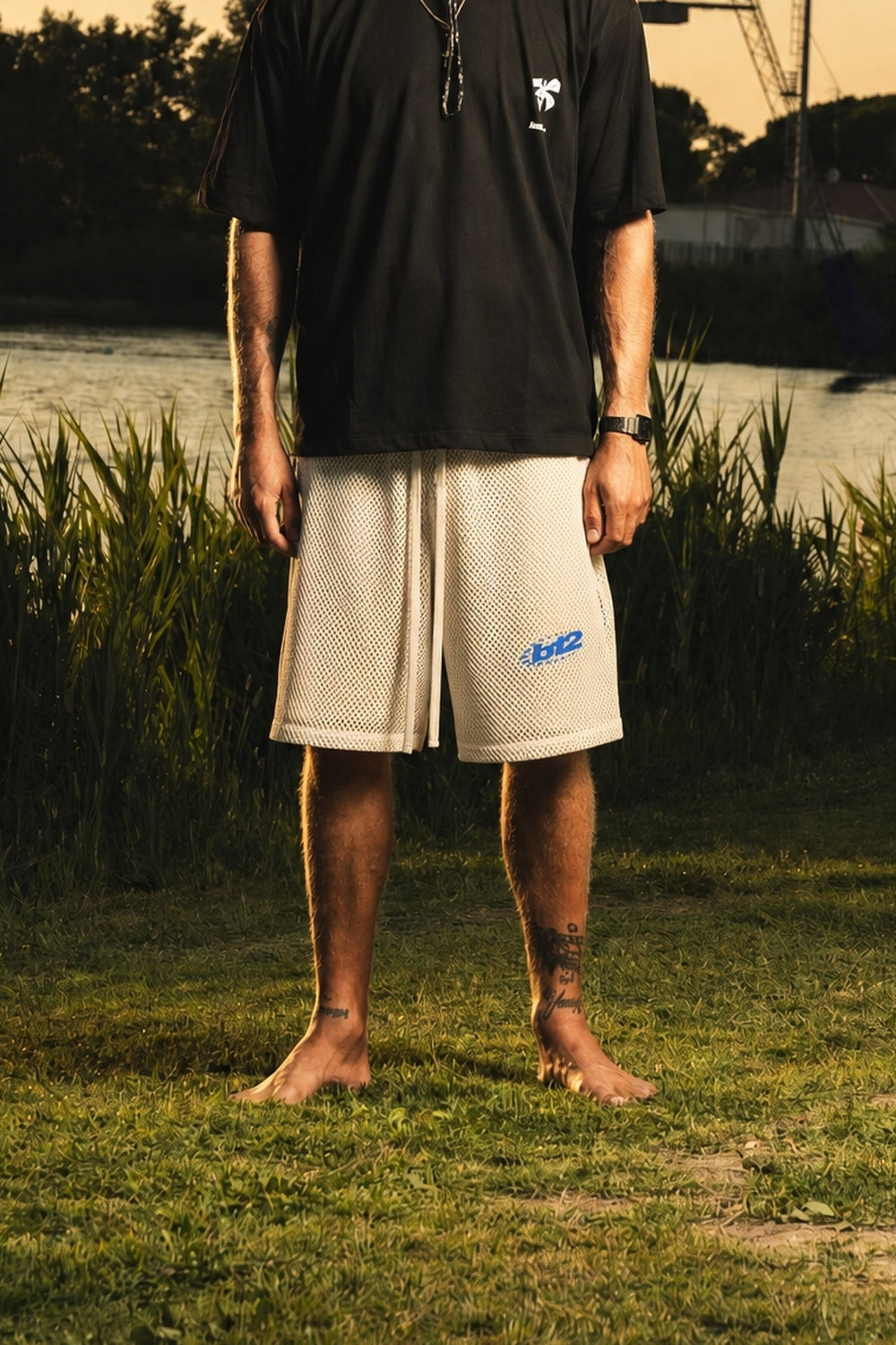 Fleece Jorts Mesh "RIVIERA" logo White