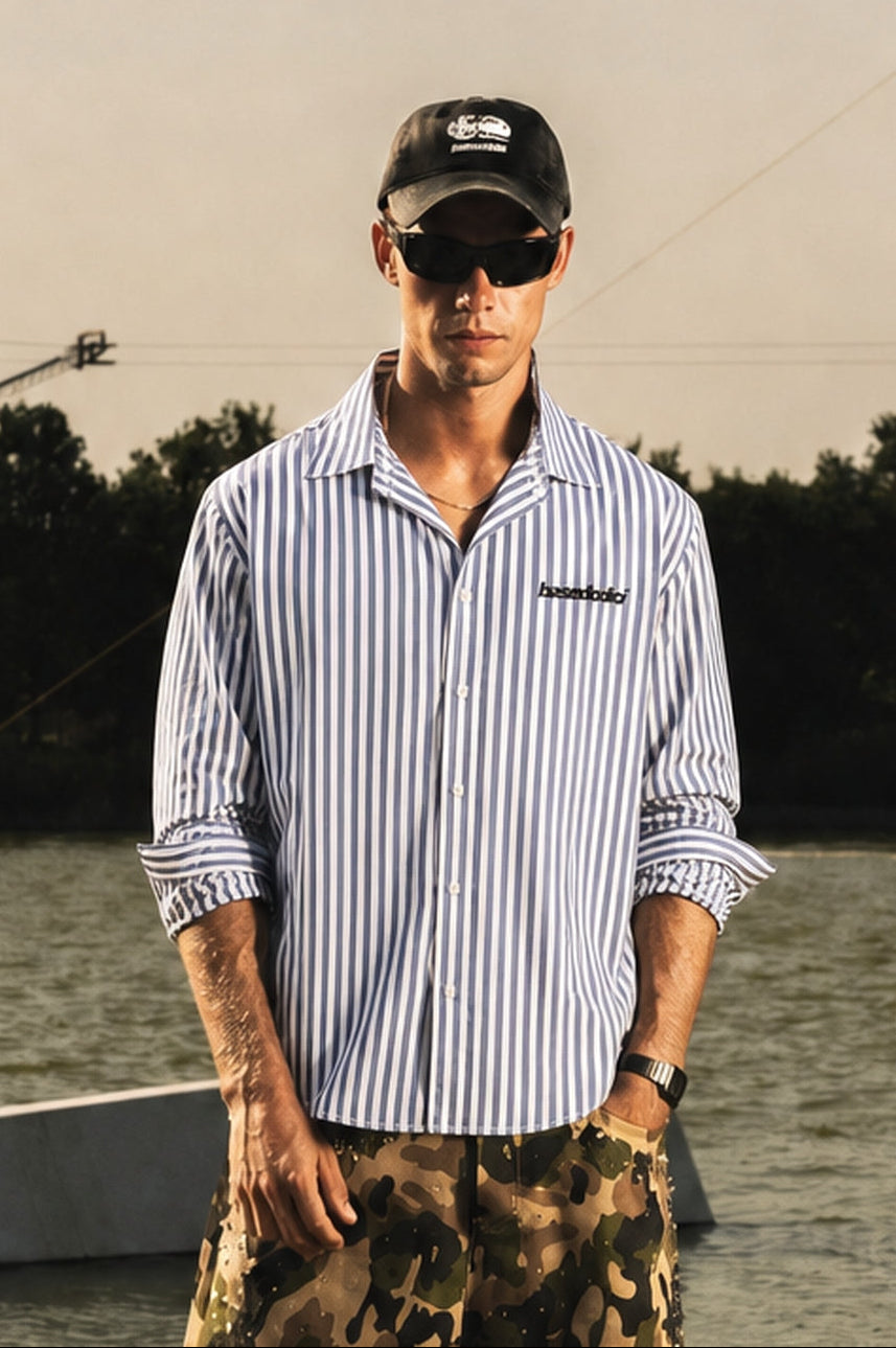 Shirt "RIVIERA" ShoulderLogo Stripe/Blue