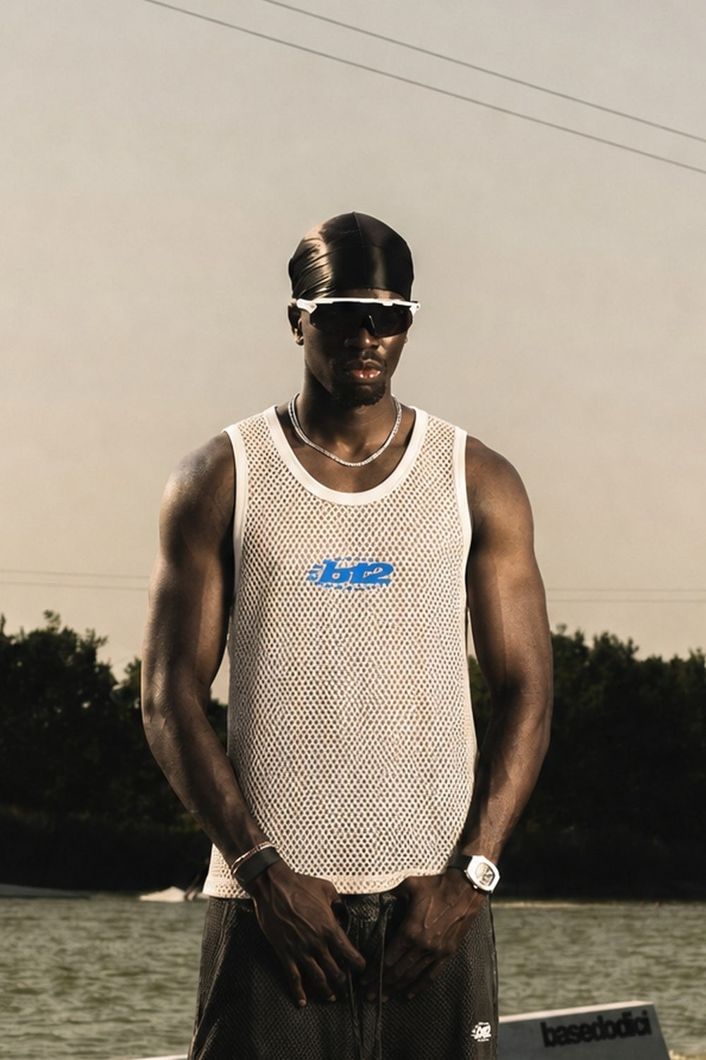 Tank Mesh "RIVIERA" Logo White