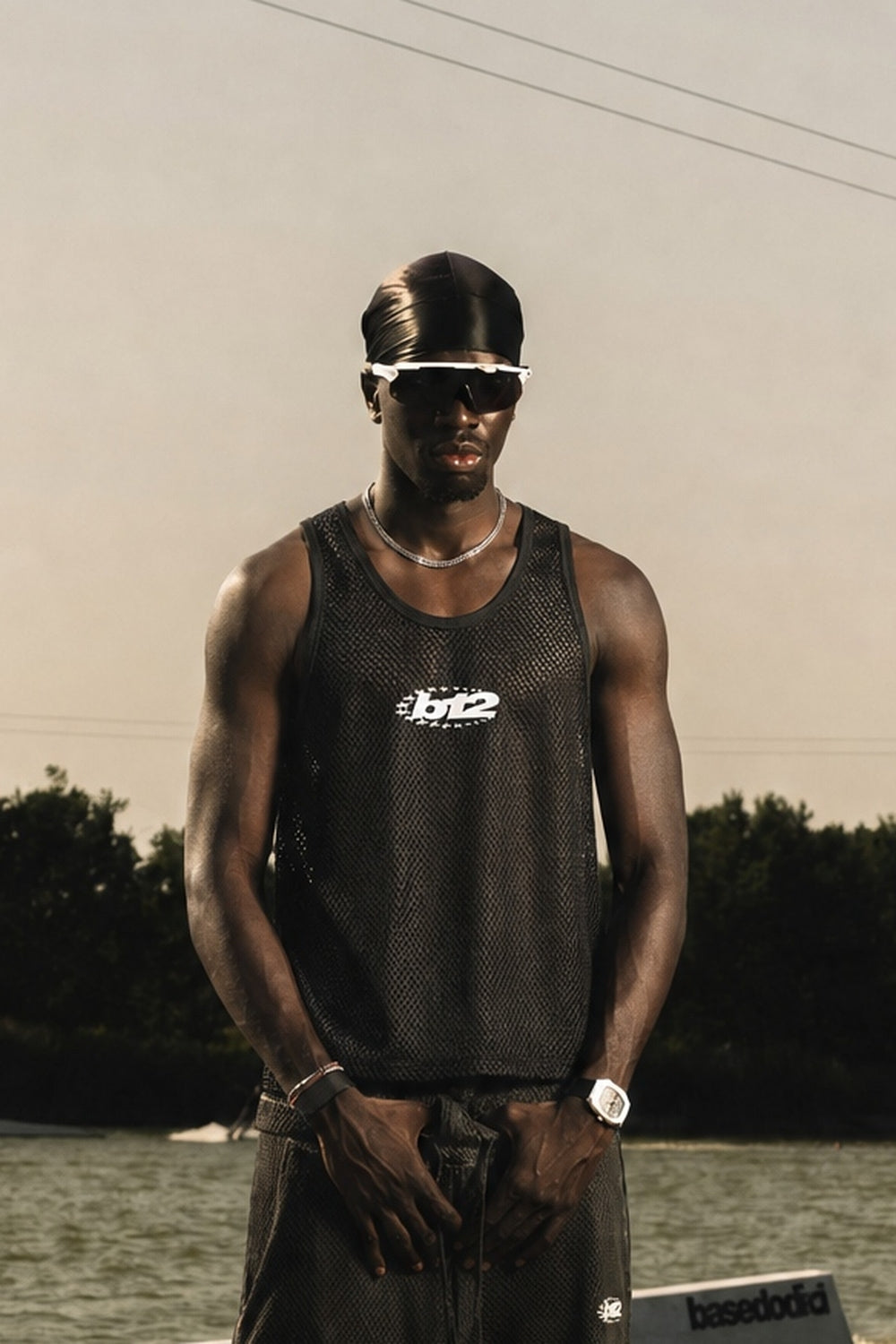 Tank Mesh "RIVIERA" Logo Black