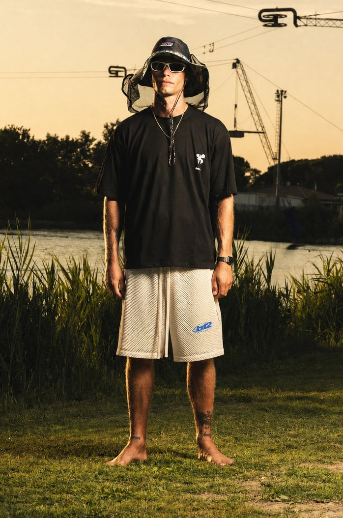 Fleece Jorts Mesh "RIVIERA" logo White