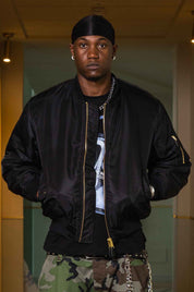 "WORLD TOUR" Bomber Black look