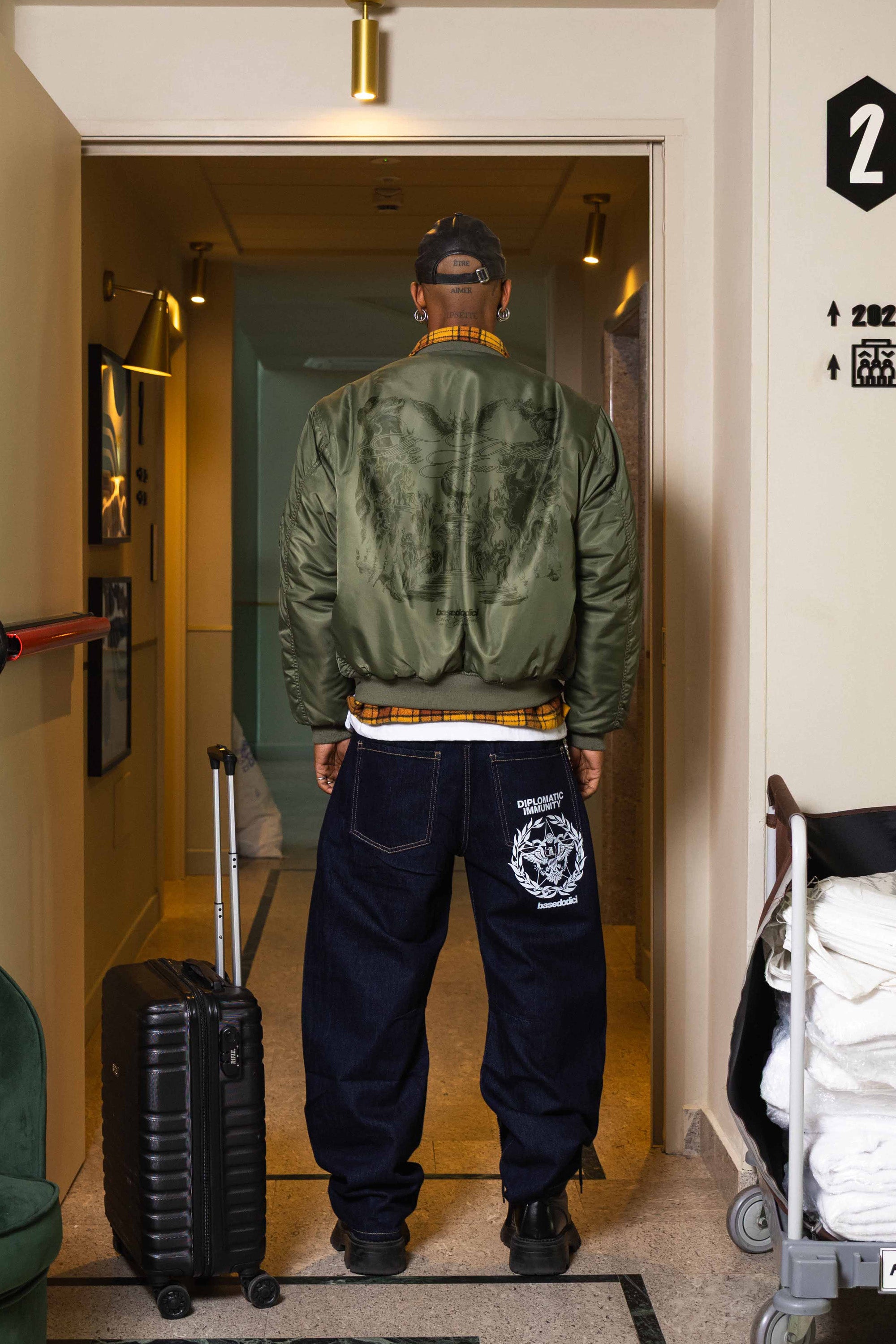 Bomber Jacket “DE LA RUE À LA RUE” Black 