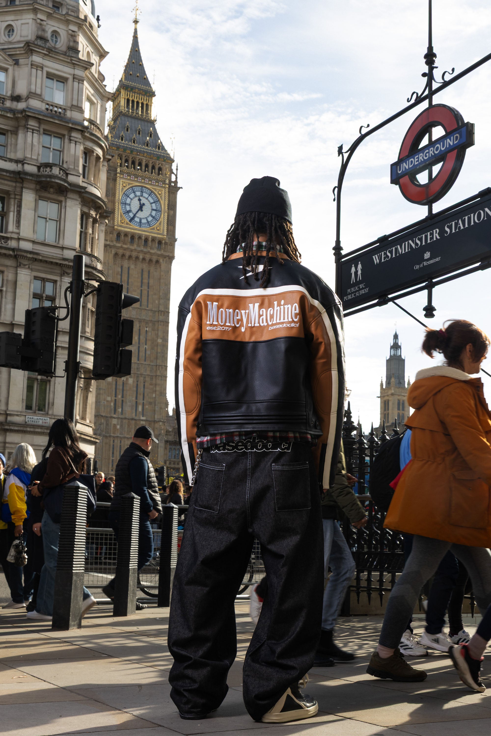 PREORDER - Biker Jacket "RUDEBOY LDN" Money Black/Brown