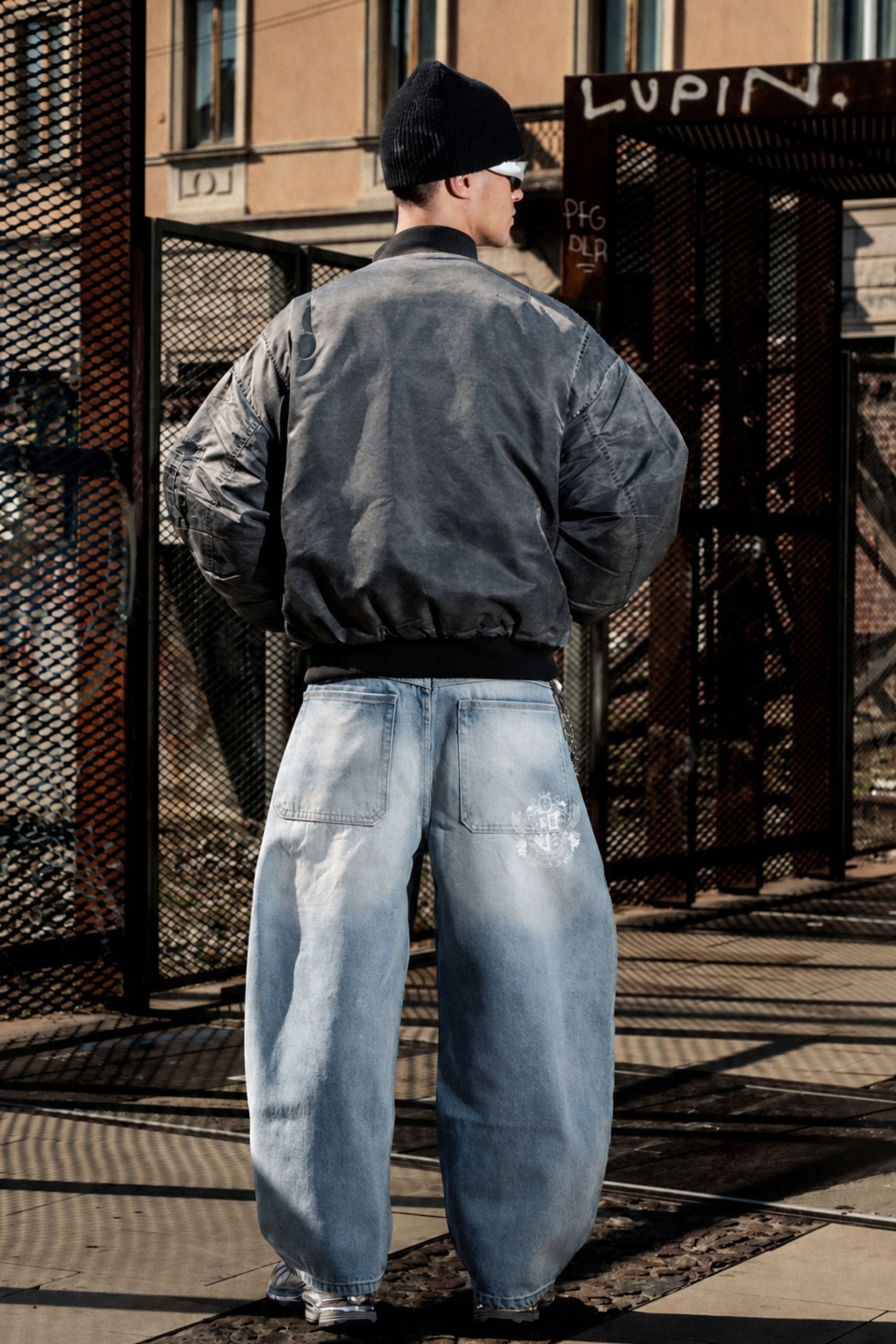 Bomber Jacket "BROKENNESS" Front Logo Grey