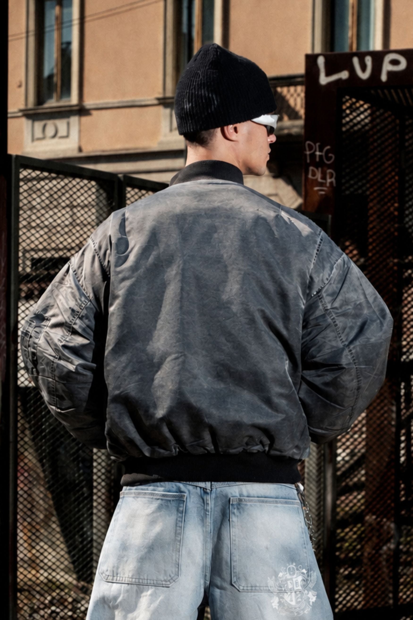 Bomber Jacket "BROKENNESS" Front Logo Grey