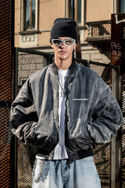 Bomber Jacket "BROKENNESS" Front Logo Grey
