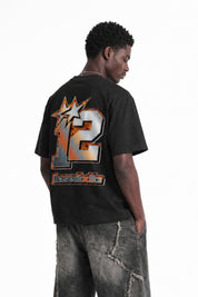 T-Shirt "4PLAYERS" Back 12 Black/Volcano