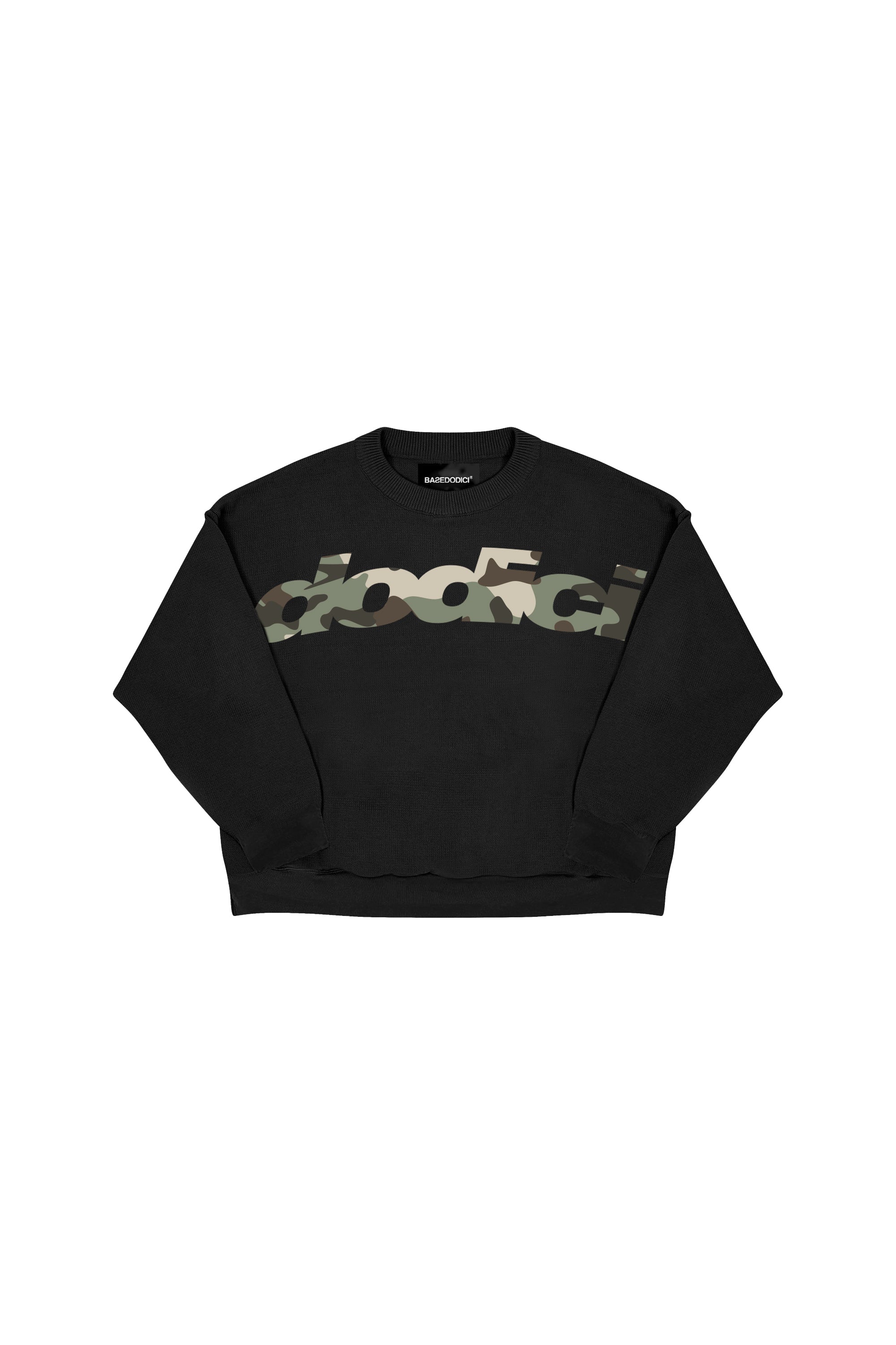 Crewneck “CAMO4PLAYERS” FrontLogo Black/CamoGreen