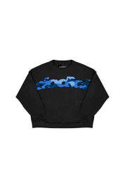 Crewneck “CAMO4PLAYERS” FrontLogo Black/CamoBlue