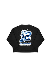 Crewneck “CAMO4PLAYERS” BackLogo Black/CamoBlue