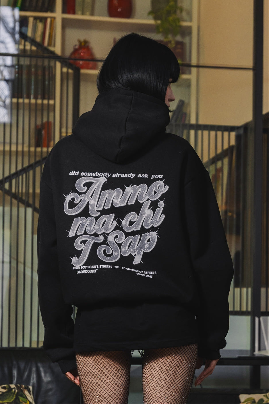 Hoodie "AMMO" CHI'T'SAP Black/GlitterItalic