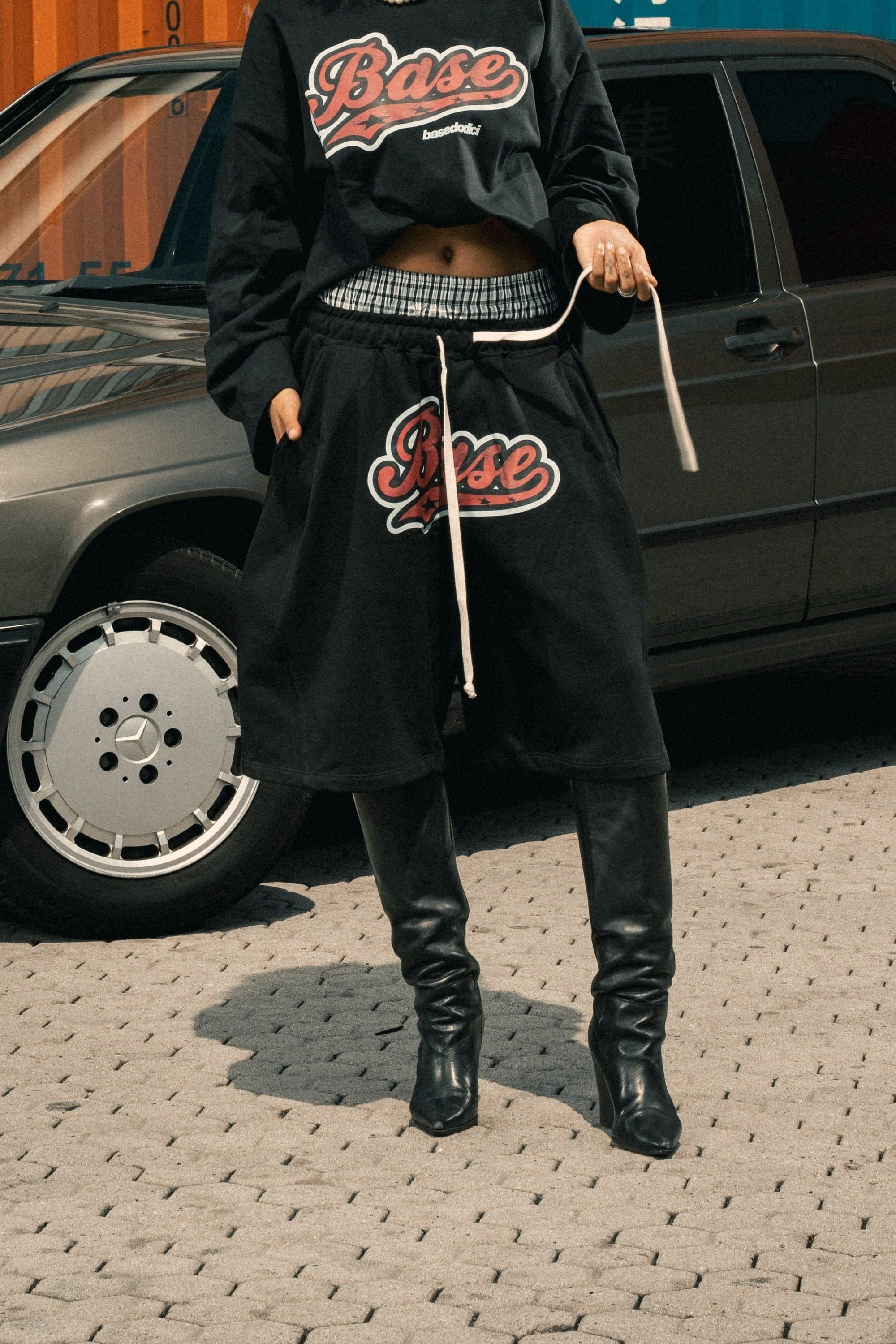 Fleece Jorts "LAST DELIVERY" DoubleLayer League Black