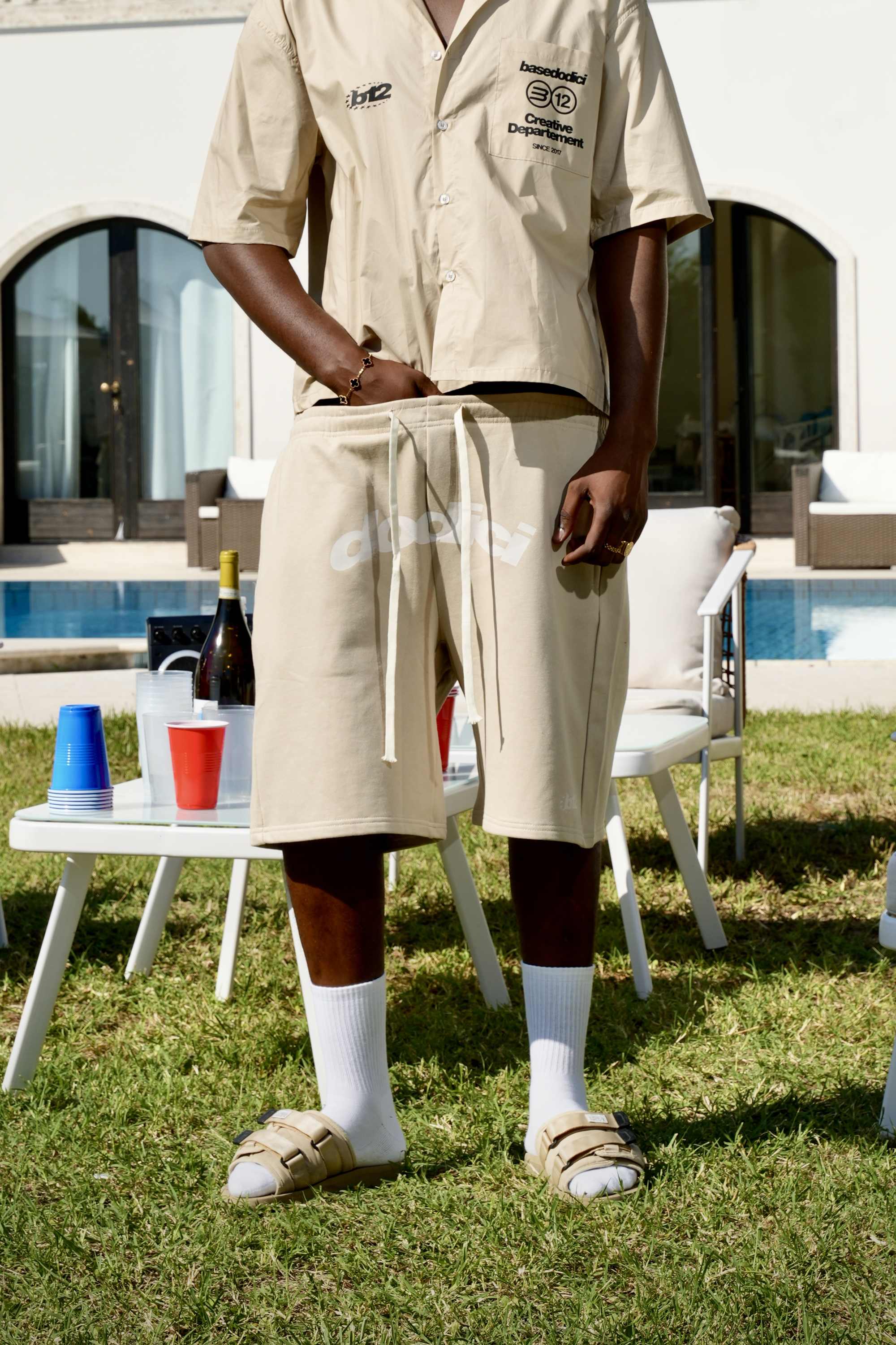 Fleece Jorts "SUMMER CLUB" Dodici Beige