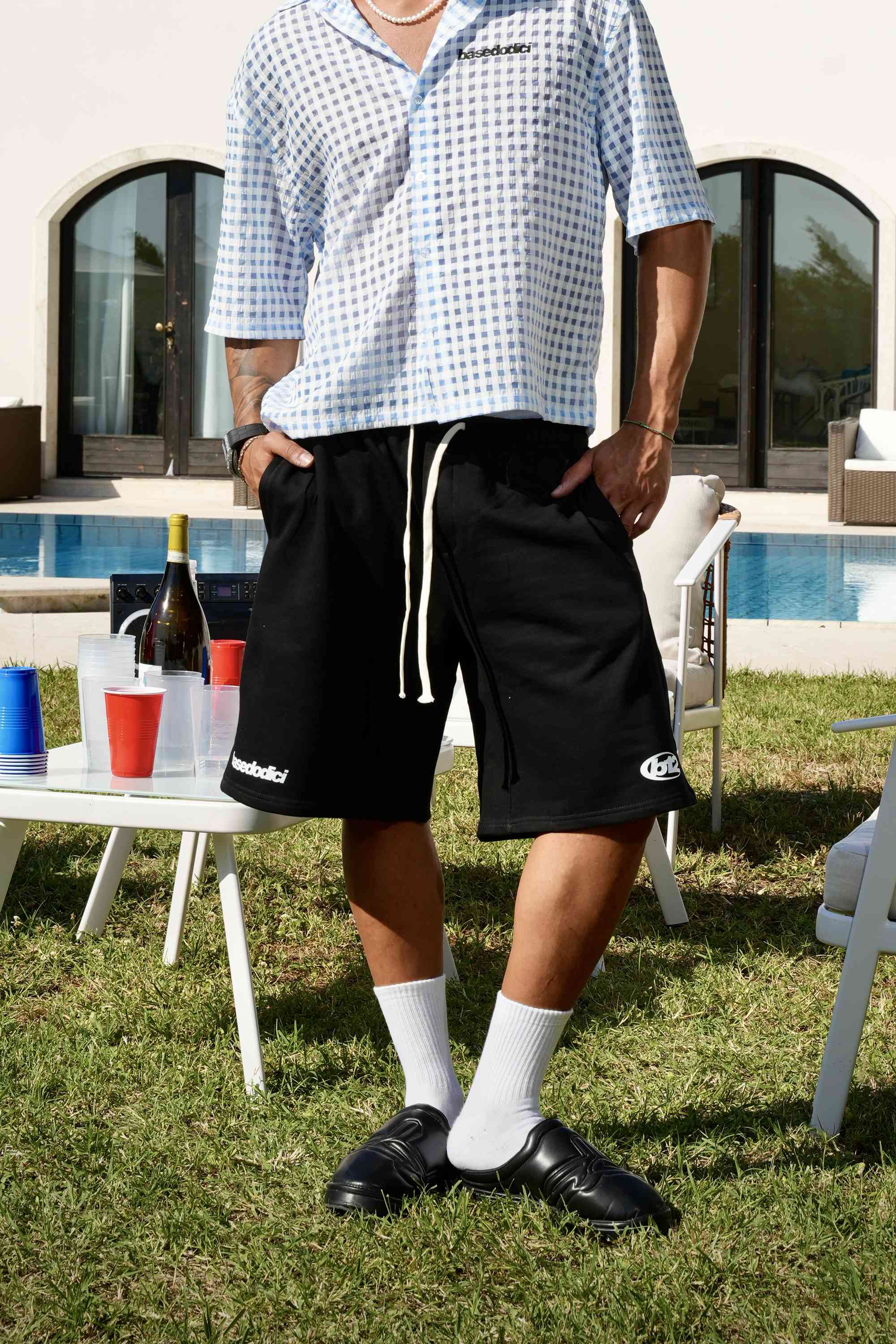 Fleece Jorts "SUMMER CLUB" BASE Black