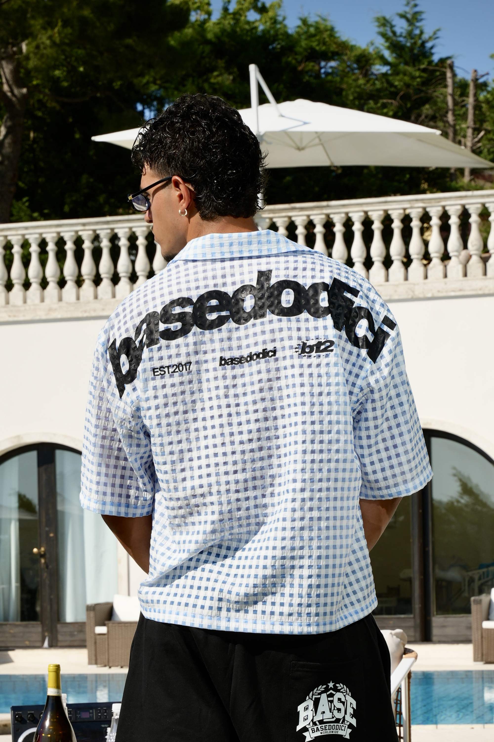 Shirt "SUMMER CLUB" ShoulderLogo Checked/Blue