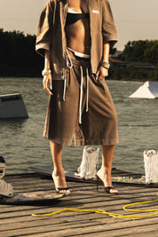 Jorts "RIVIERA" Logo Brown/White