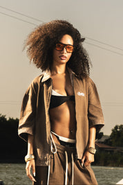 Zip Shirt "RIVIERA" OnlyThing Brown/Pink