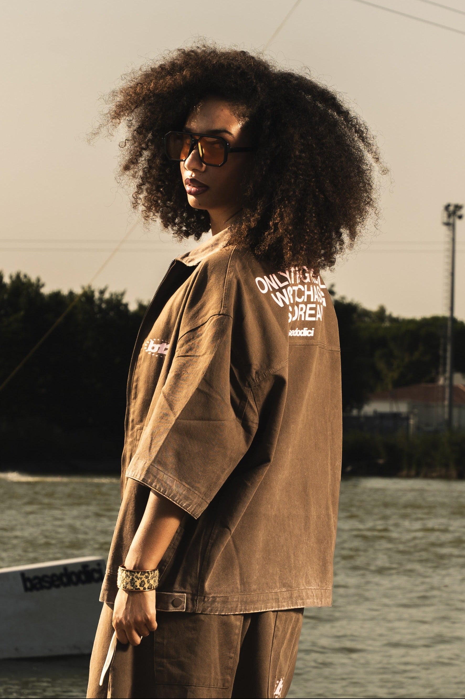 Zip Shirt "RIVIERA" OnlyThing Brown/Pink