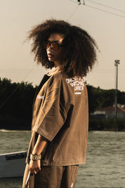 Zip Shirt "RIVIERA" OnlyThing Brown/Pink