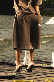 Jorts "RIVIERA" Logo Brown/White
