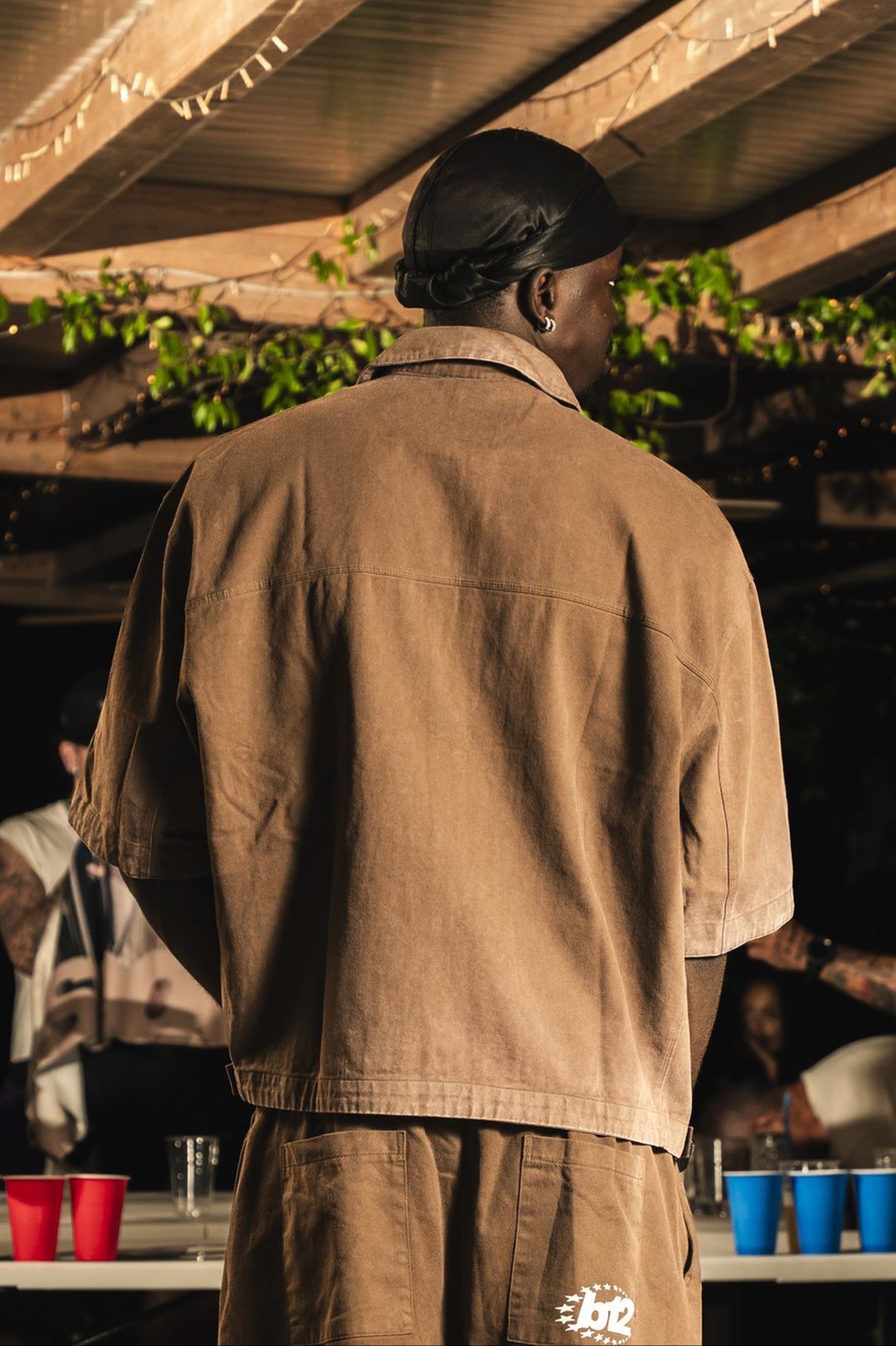 Zip Shirt "RIVIERA" Logo Brown/White