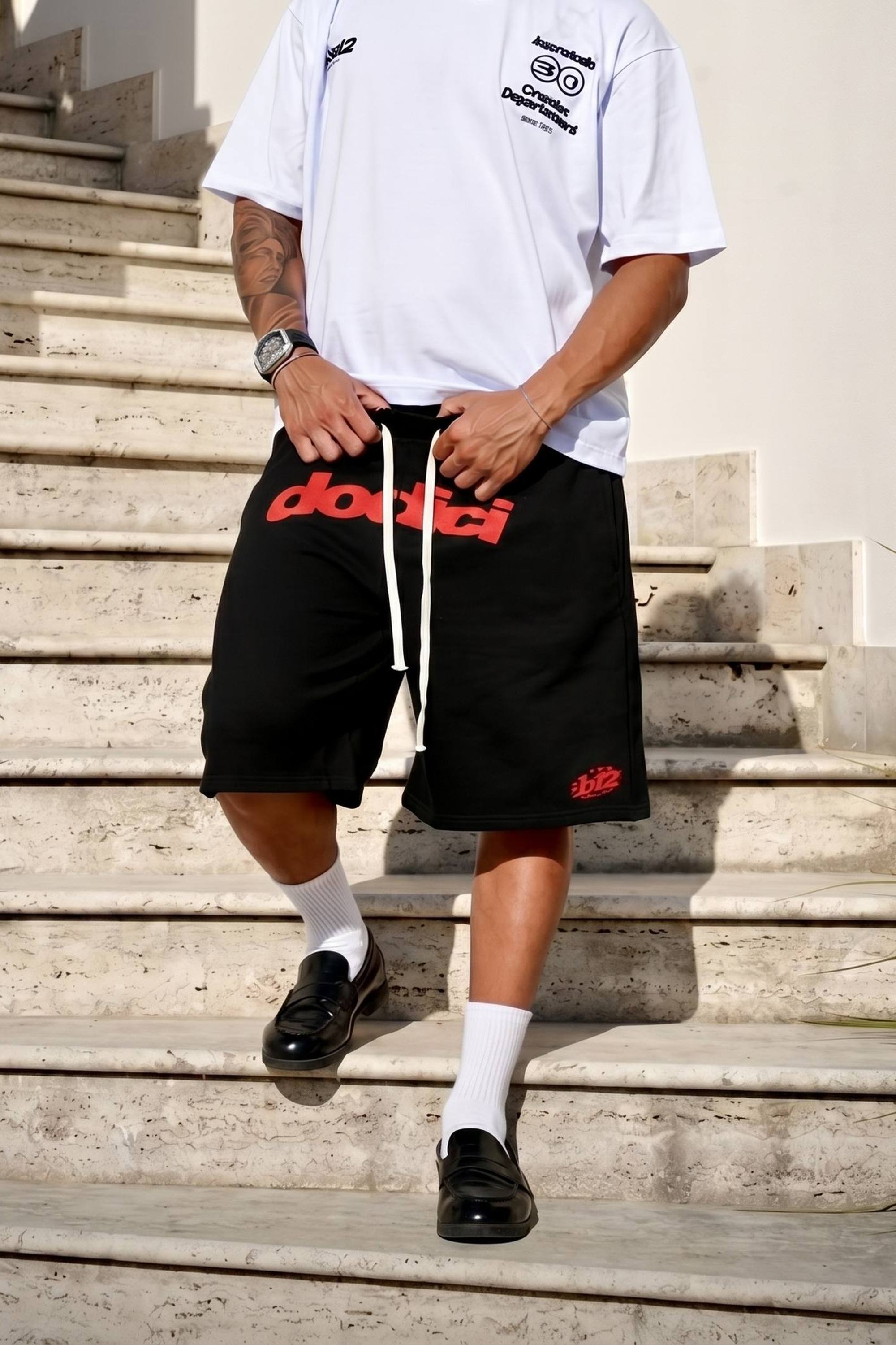 Fleece Jorts "SUMMER CLUB" Dodici Black/Red