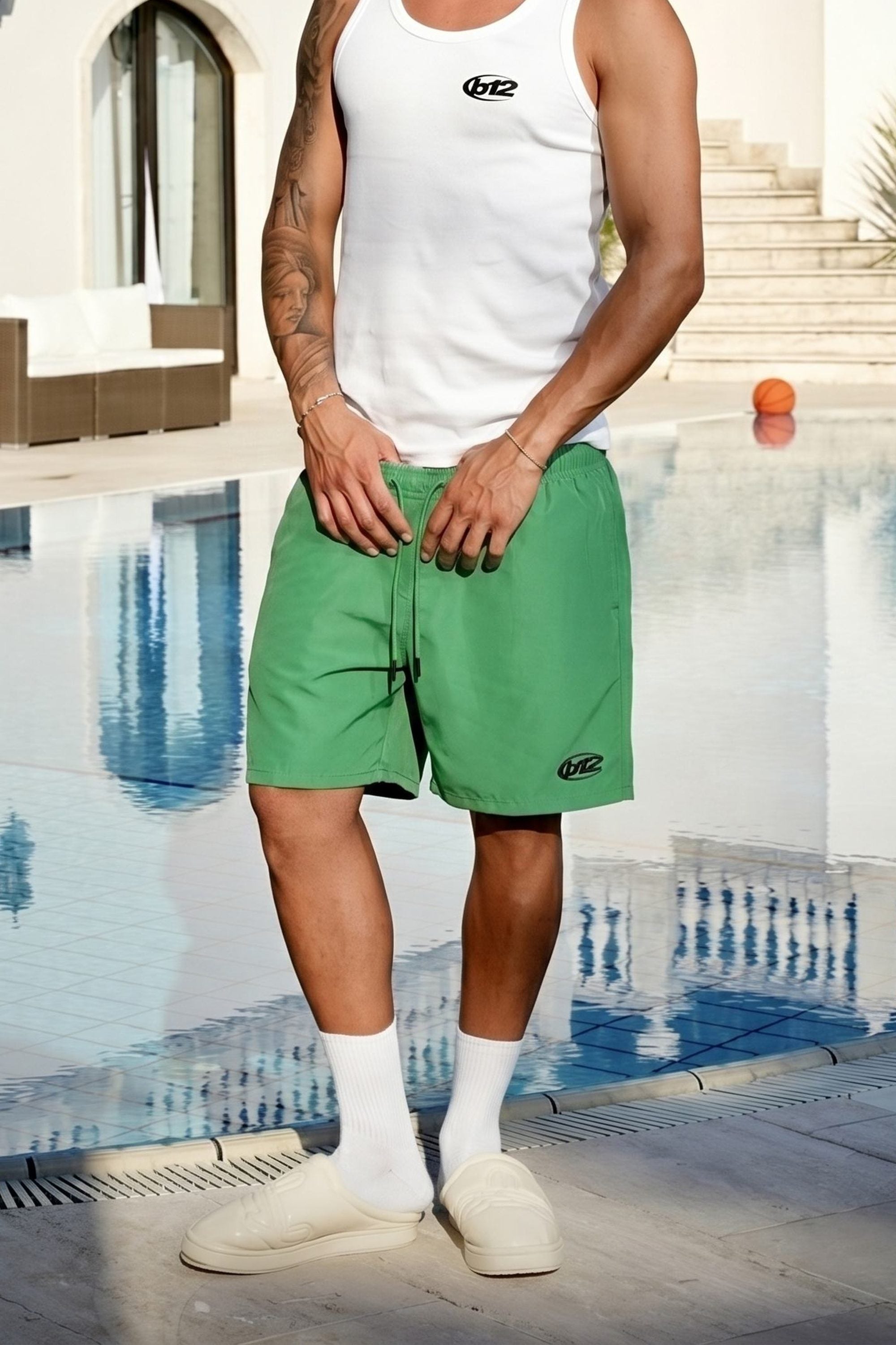 Swim Short "SUMMER CLUB" Logo Green