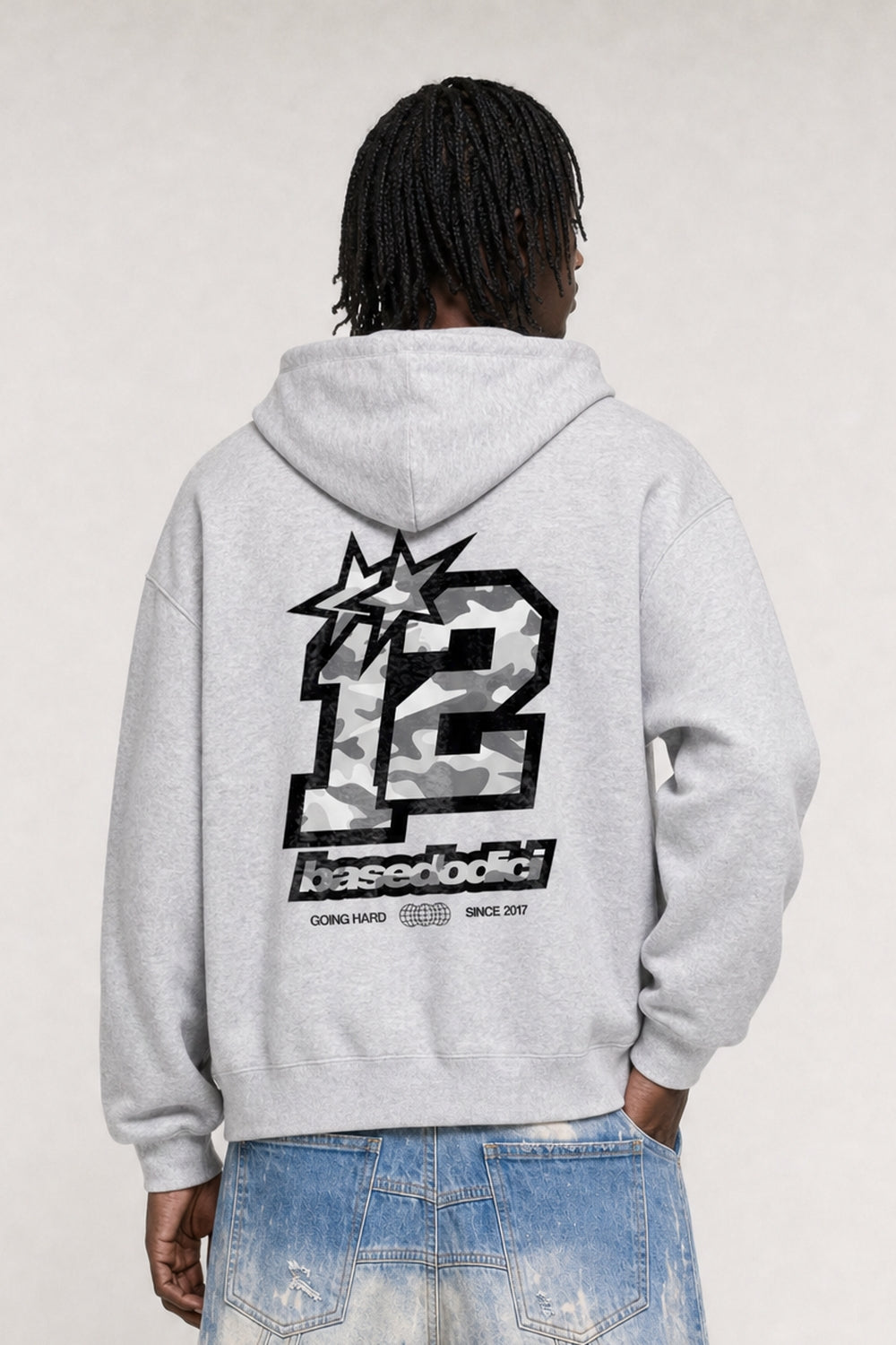 Hoodie "4PLAYERS" Back 12 AshGrey/CamoGrey