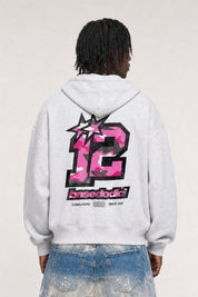 Hoodie "4PLAYERS" Back 12 AshGrey/CamoPink