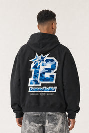 Hoodie "4PLAYERS" Back 12 Black/CamoBlue