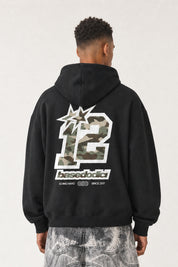 Hoodie "4PLAYERS" Back 12 Black/CamoGreen